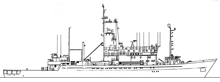 Корабль освещения подводной обстановки проекта 10221 - Общий вид